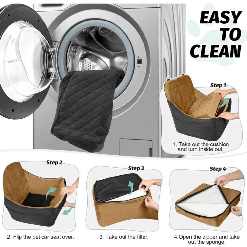 Dog/Pet Booster Car Seat for Up to 35lbs , 2 collar clips NEW